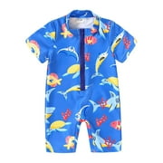 Newborn Boys Dinosaur Print Zipper One-Piece Swimsuit Bathing Suit